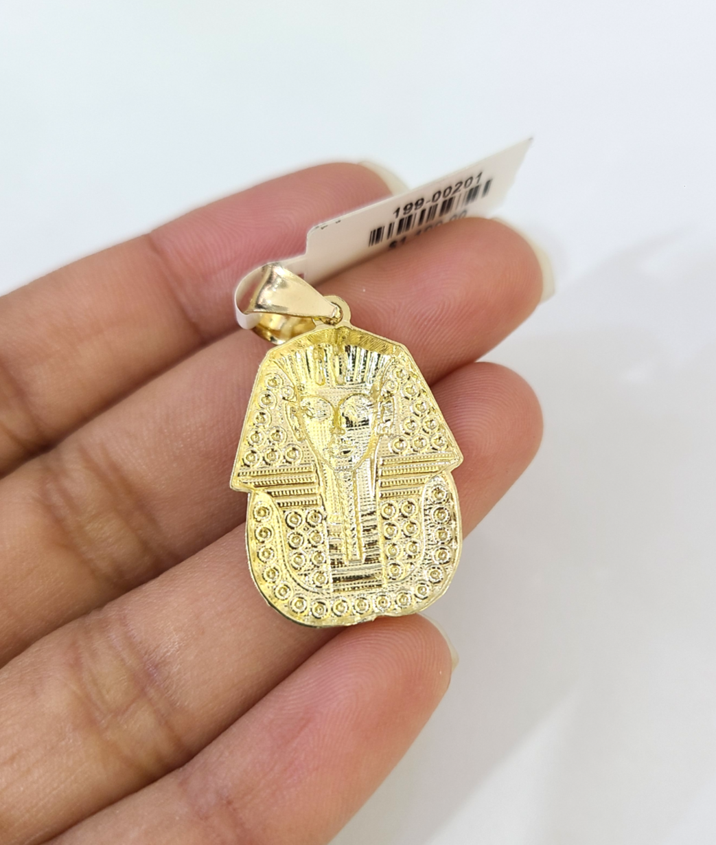 10k Gold Pharaoh Head Charm Pendant Chain Cuban Curb 3mm Necklace Set 18"-28"