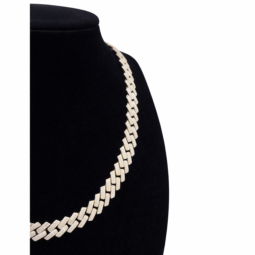 Real 925 Silver Moissanite Necklace Cuban Link Chain 22 Inch 10mm For Men