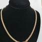 10k Gold Rose Gold Iced Bead Chain Men Women Diamond Cut Chain 24" 3.5mm Real