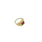 10K Real Gold Red CZ Square Ring Mens Signet Pinky Bold Statement Ring