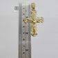REAL 10k Gold byzantine Chain Cross Pendant Set 5mm Necklace & Jesus Crucifix