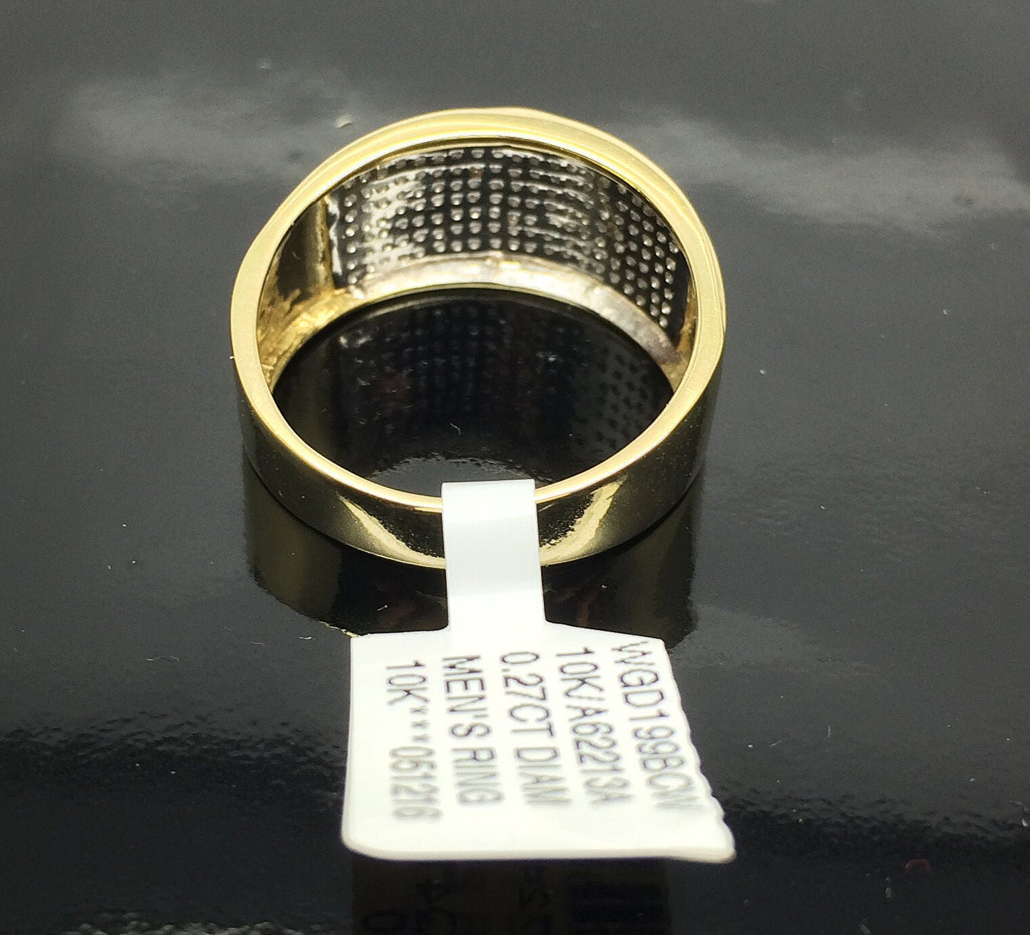 Mens 10K Yellow Gold Band Ring Wedding Engagement Size 10 Natural Diamond