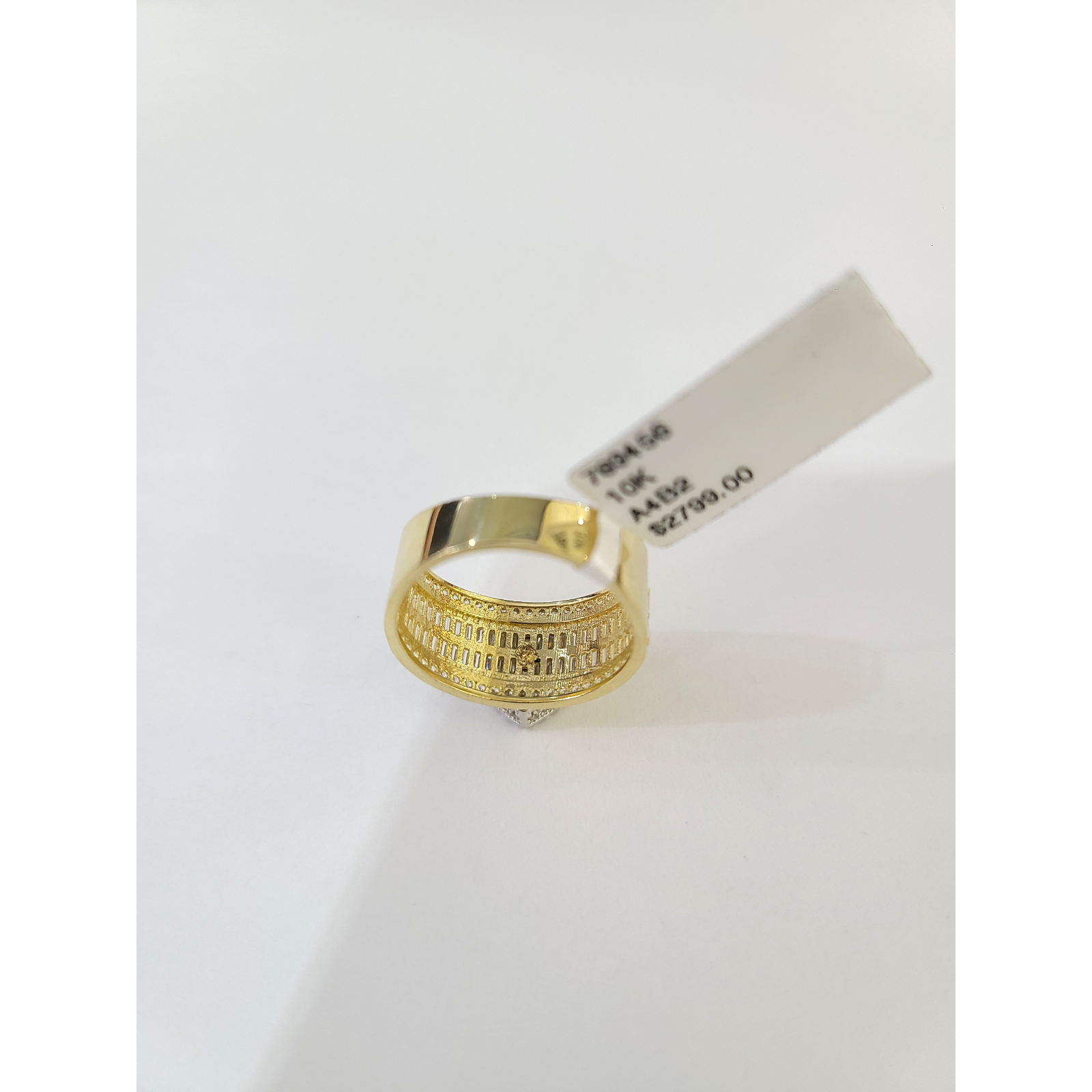 Real 10k Solitaire CZ Ring Yellow Gold Men 10Kt Genuine