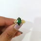 10k Yellow Gold Green Marquise Ring CZ Flower Floral Dainty Women Statement