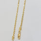Real 18k Yellow Gold Rope Chain Necklace 24 Inch 2mm Solid 18 KT Men Women, SALE