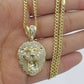 10k Gold Charm Lion Head Pendant with Miami Cuban in 20 22 24 26 Inch Real Gold