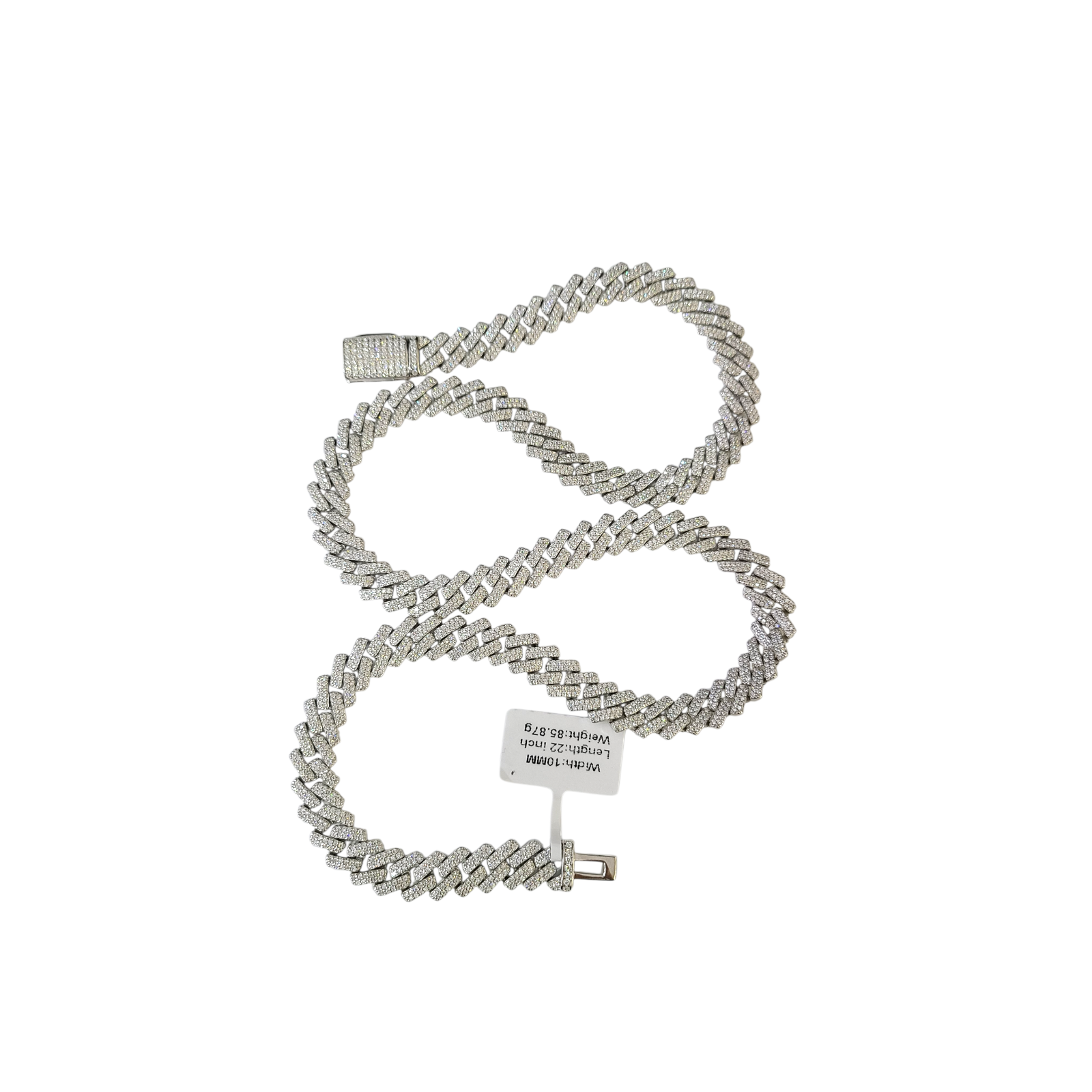 Real 925 Silver Moissanite Necklace Cuban Link Chain 22 Inch 10mm For Men