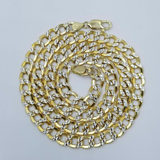 Real Gold Mens Necklace Cuban Link Diamond Cut 8mm 20"-28" 10k Yellow Gold Chain
