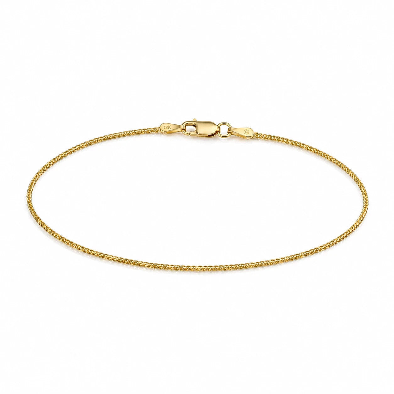 18K Yellow Gold Franco Chain Bracelet Real 1mm 8 Inch Ladies Dainty Fine Jewelry