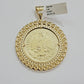 1947 Mexican Centenario Coin Charm Pendant Replica 50 pesos With Bezel 10kt Gold