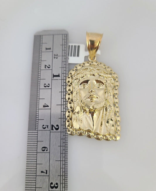 10kt Gold Rope Chain Jesus Head Pendant Charm Set 18"-30'' Inch 5mm Necklace