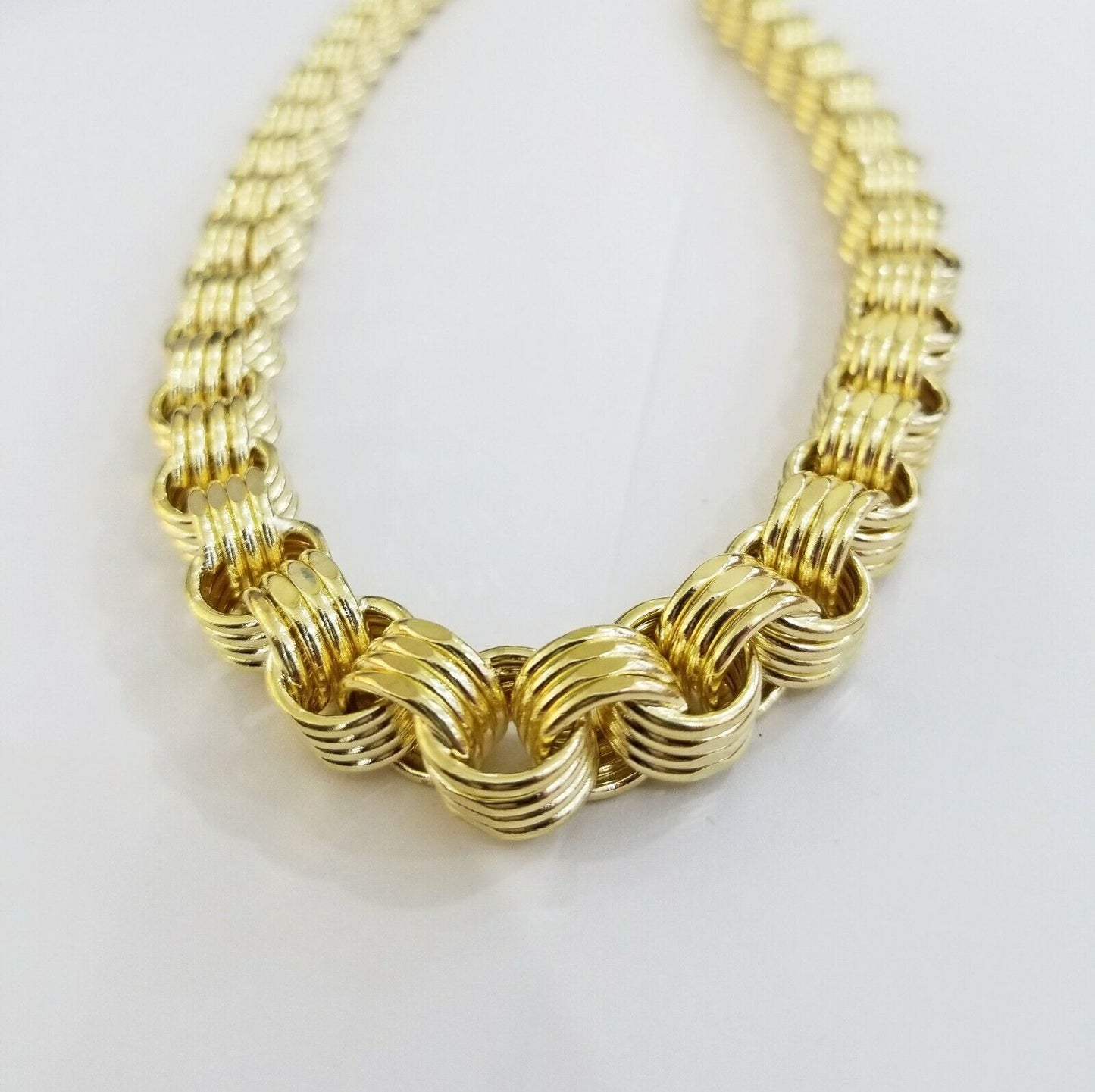 Real 10k Gold Byzantine Chain 11mm 26" Inch Men's yellow gold necklace 10kt
