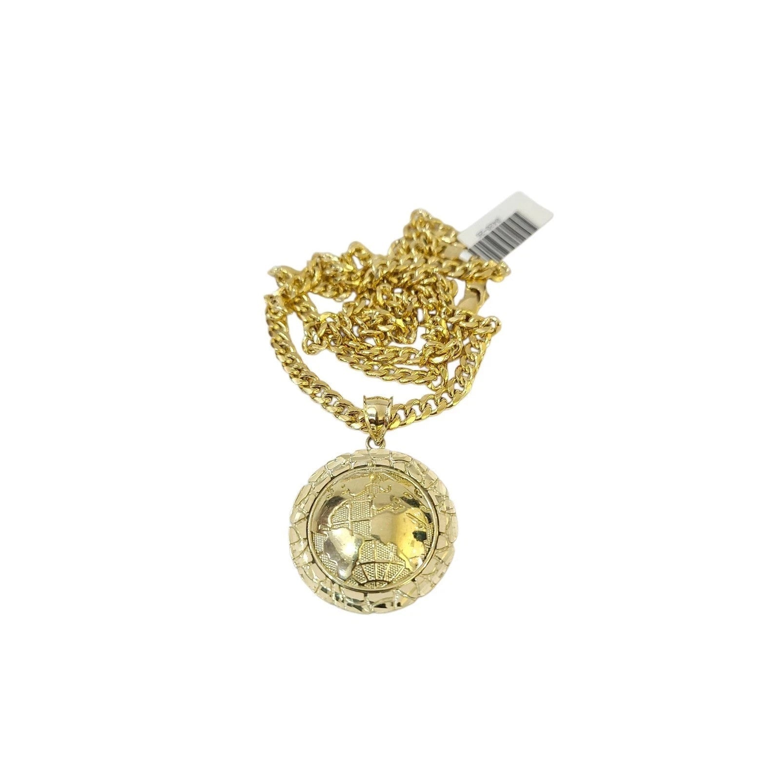 10K Yellow Gold Miami Cuban Link Chain Set World Map Charm Pendant 4.5mm 18-28"