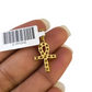 Real 10k Yellow Gold Cross Diamond Charm Pendant 1'' inch Genuine 10kt