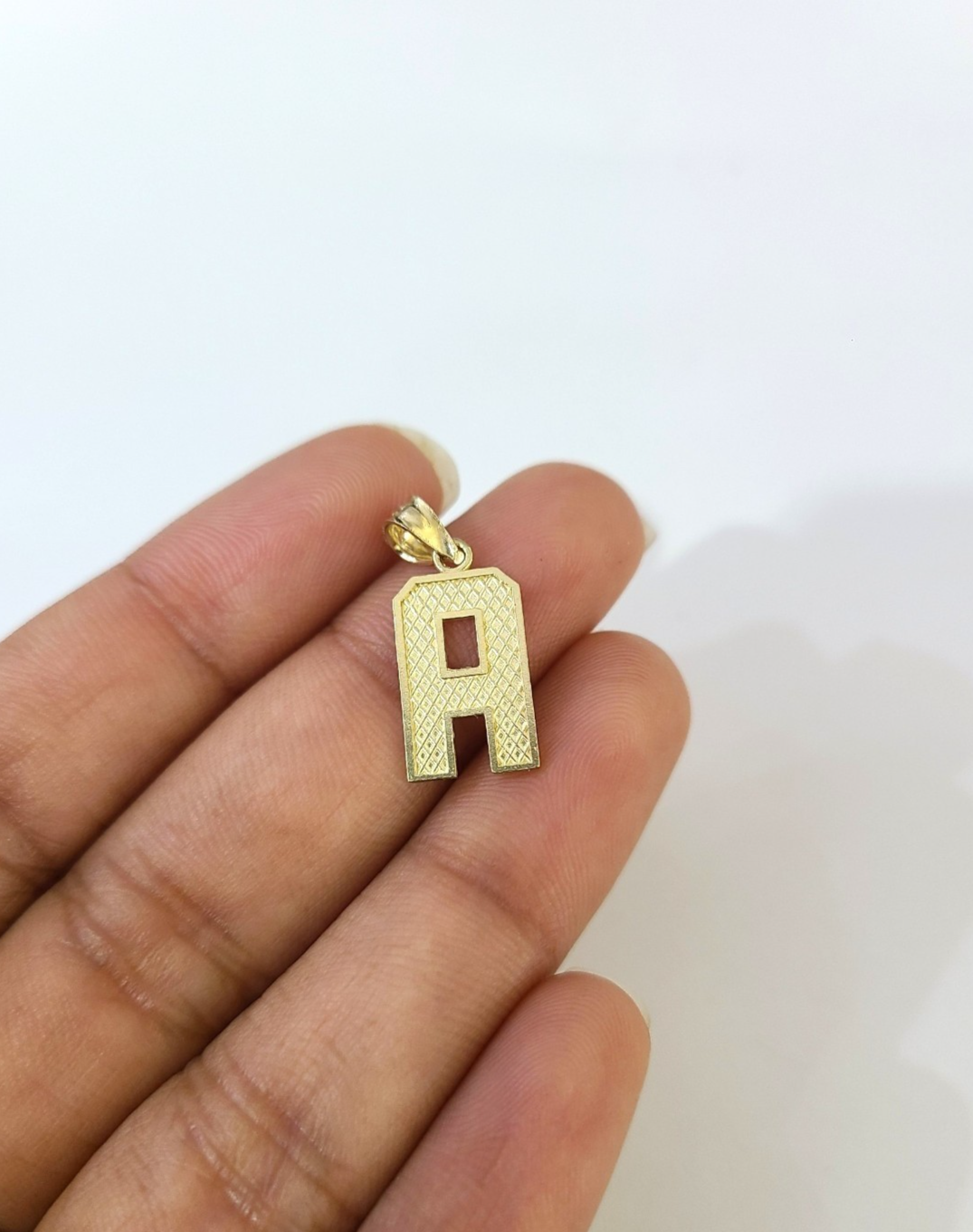 10K Yellow Gold A Initial Charm Pendant Alphabet Real 10kt Men Women