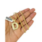 Real 10k Gold Franco Chain D Initial Charm Pendant Necklace SET 2.5mm 16"-26"
