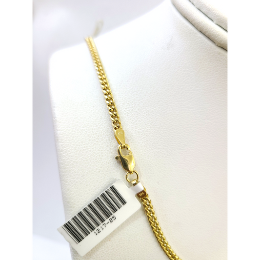 Real 10k Yellow Gold Necklace 3mm Miami Cuban Link Chain 22 Inch 10KT