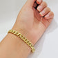 Solid 14k Gold Bracelet 7mm Miami Cuban Link 7.5 Inch Real 14kt Yellow Gold Mens