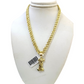 Real 10k Rope Chain Necklace Nugget I Initial Charm Set 3mm 18"-28" Pendant Gold