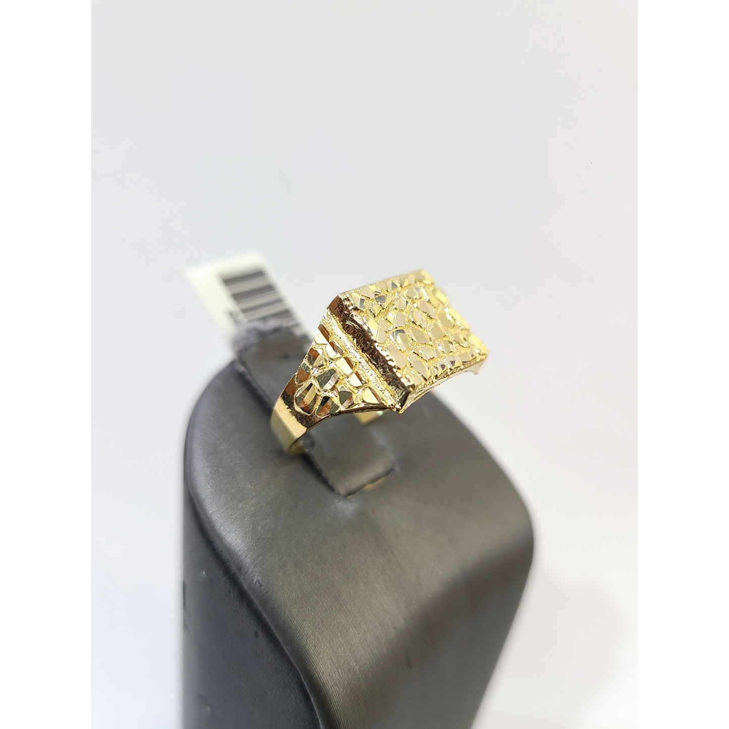 Real 10k Nugget Square Ring Yellow Gold Men 10Kt Genuine