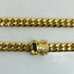 Real 14k Gold Miami Cuban link Chain 8mm 26" BOX LOCK 14kt Yellow Gold Necklace
