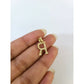 10K Gold Solid Franco Chain R Initial CZ Stone Pendant Set 1mm 16 18 20 22 Women