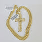 10k Nugget Cross Miami Cuban Chain 4mm 22 inch SET Necklace Pendant