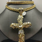 Real 10k Yellow Gold Free Shape Nugget Cross With 26 Inches Miami Cuban Chain