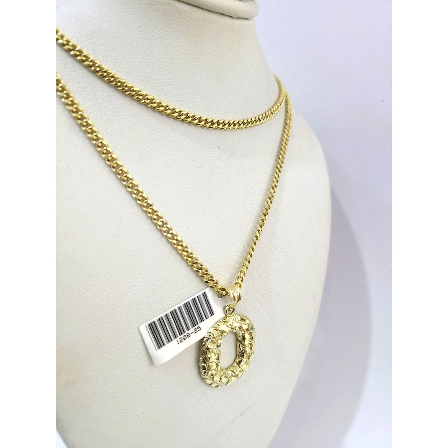Real Gold 10k Chain Miami Cuban Link Necklace Pendant SET O Initial Charm 2.5mm
