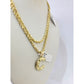 Real 10k Rope Chain Necklace Set 3mm 18"-28" Nugget C Initial Charm Pendant Gold