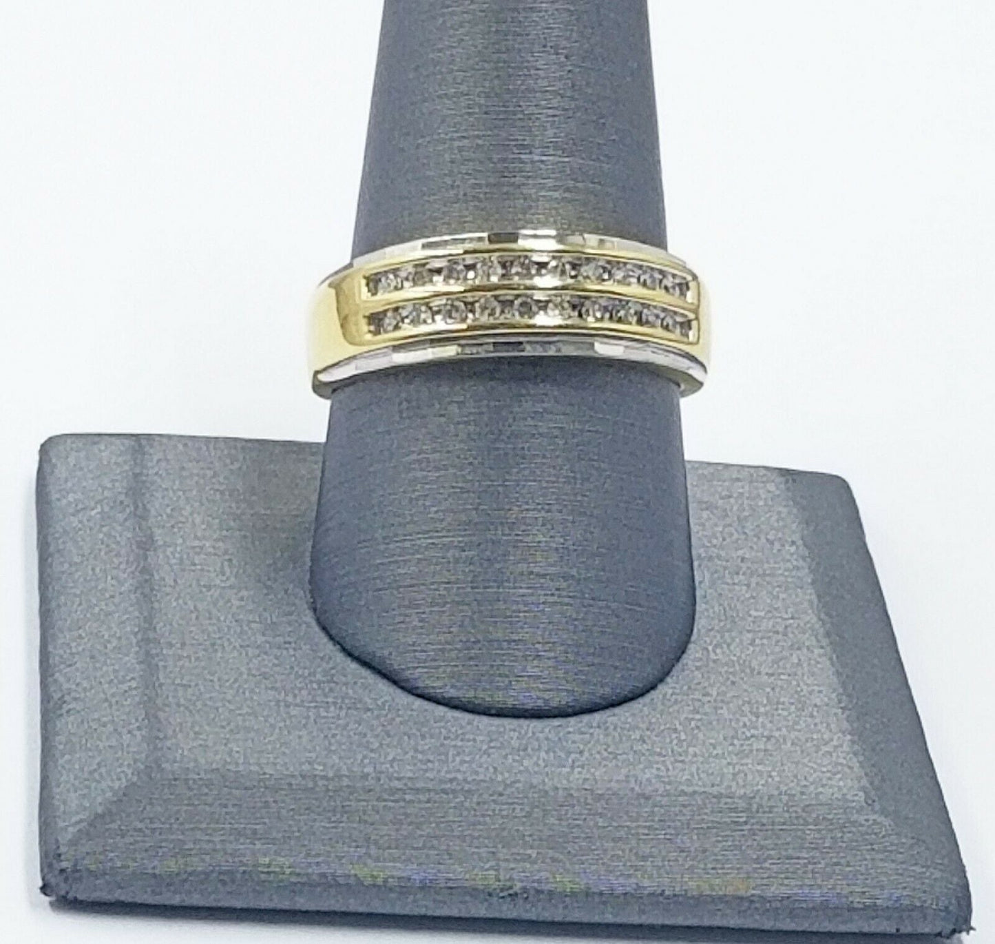 REAL 10k White Yellow Gold Wedding Engagement Band Men 0.24CT Real