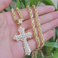 10k Yellow Gold Rope Chain 26" 5mm Necklace Cross Charm Pendant Set REAL 10k Men