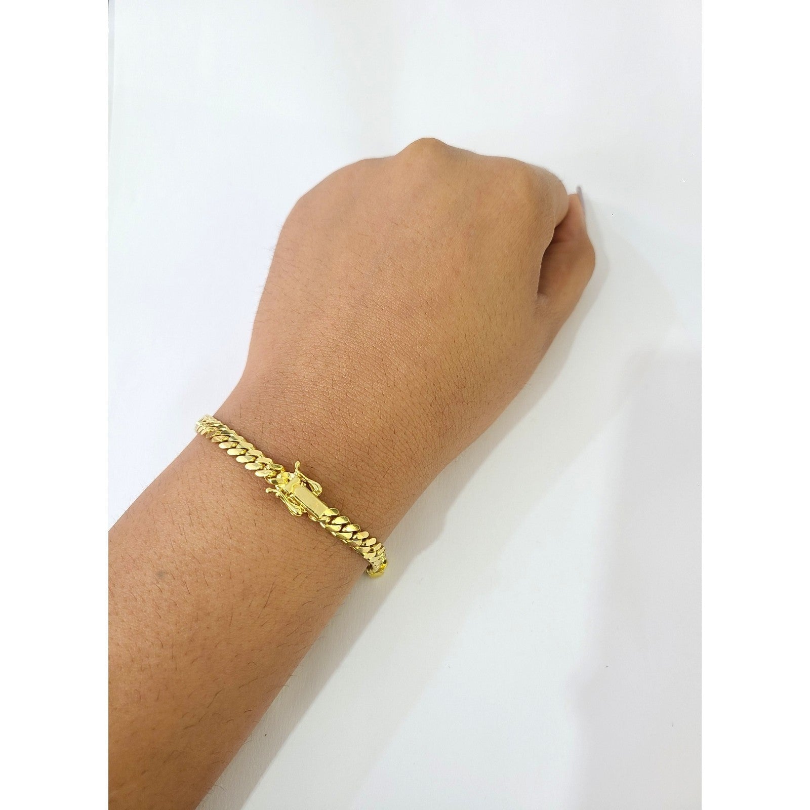 10k Real Solid Gold Miami Cuban Bracelet 5mm Link 7" inch Women Men