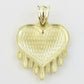Real 10K Yellow Gold Love Dripping Heart Diamond Cut Men Women Charm Pendant