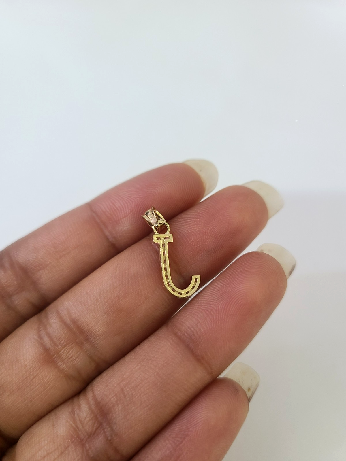 10K Gold Solid Franco Chain J Initial CZ Stone Pendant Set 1mm 16 18 20 22 Women
