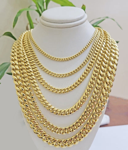 Real 10k Gold Chain Necklace Miami Cuban Link 18"-30" Inch 6mm 7mm 8mm 9mm 10mm