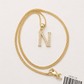 10K Gold Solid Franco Chain N Initial CZ Stone Pendant Set 1mm 16 18 20 22 Women