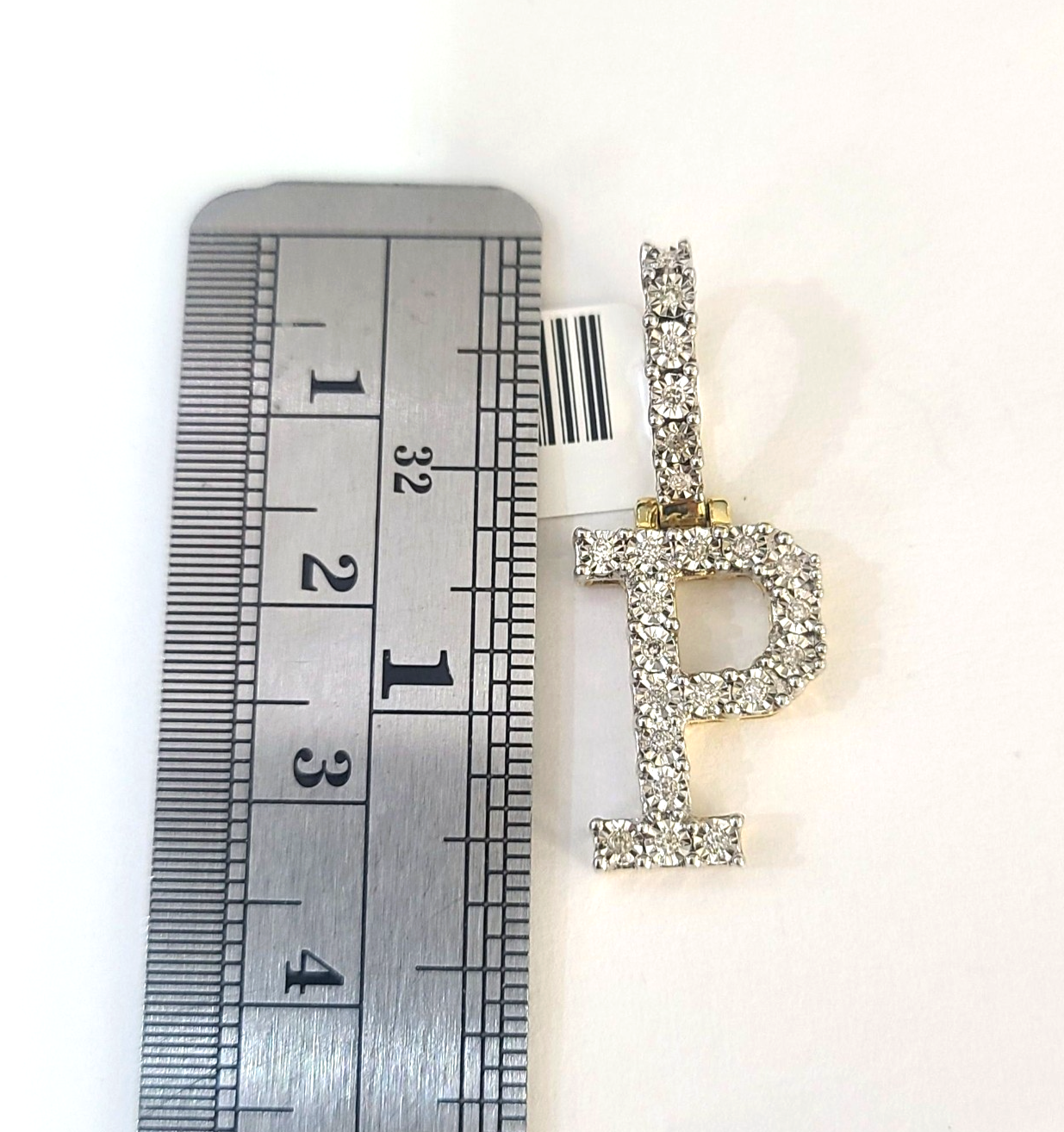 10k Gold Figaro Chain P Diamond Initial Pendant 3mm 20-28 inch SET Necklace