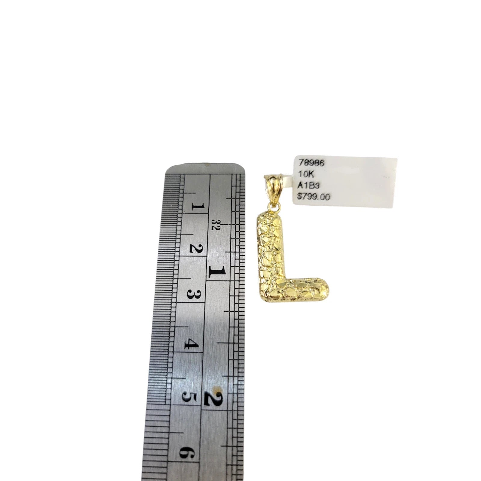 Real Gold 10k Chain Pendant SET L Initial Charm Miami Cuban Link Necklace 2.5mm