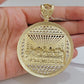 Real 10k Gold Pendant Charm Last Supper Jesus 10kt Yellow Gold With Stones , New