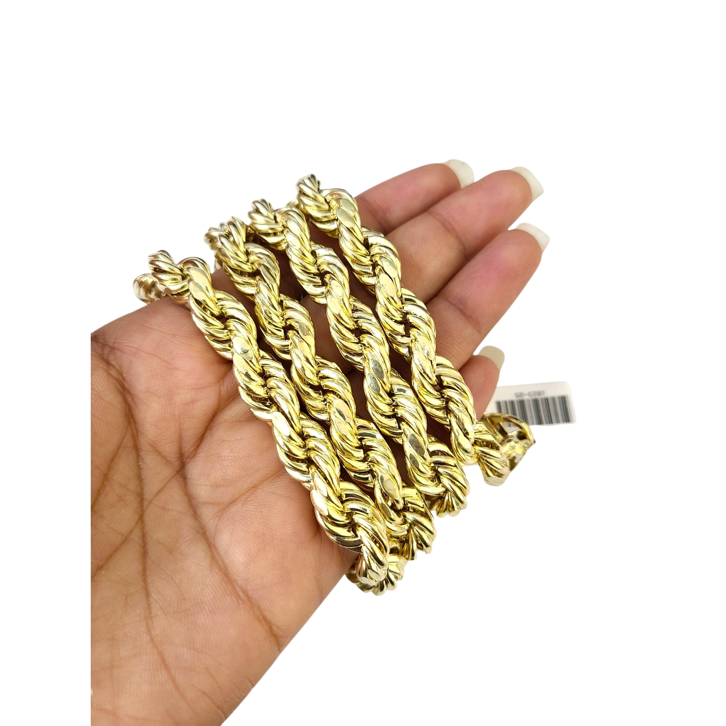 10k Yellow Gold Rope Chain Necklace 10mm 20-30 Inch Diamond Cuts Men's 10kt