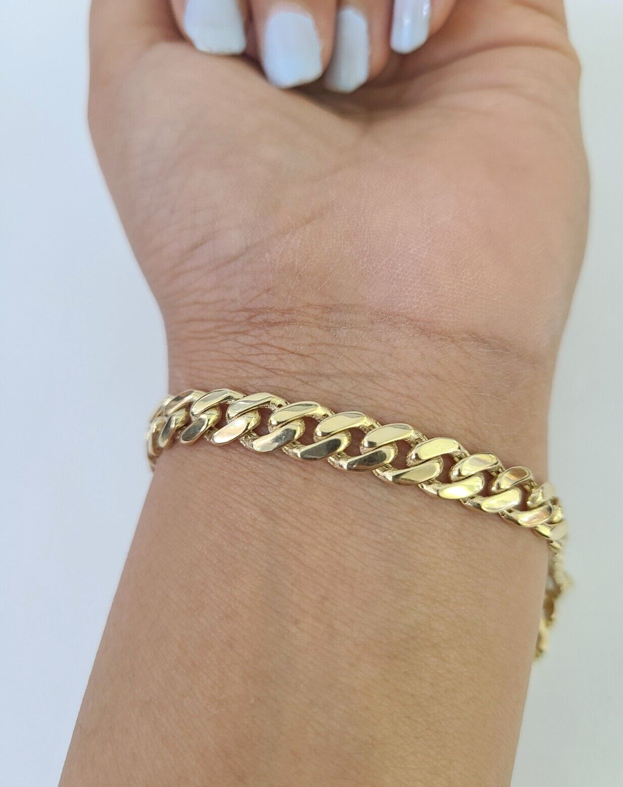 Real 10K Gold Royal Monaco Bracelet 8" Box Clasp 7mm Genuine Unisex