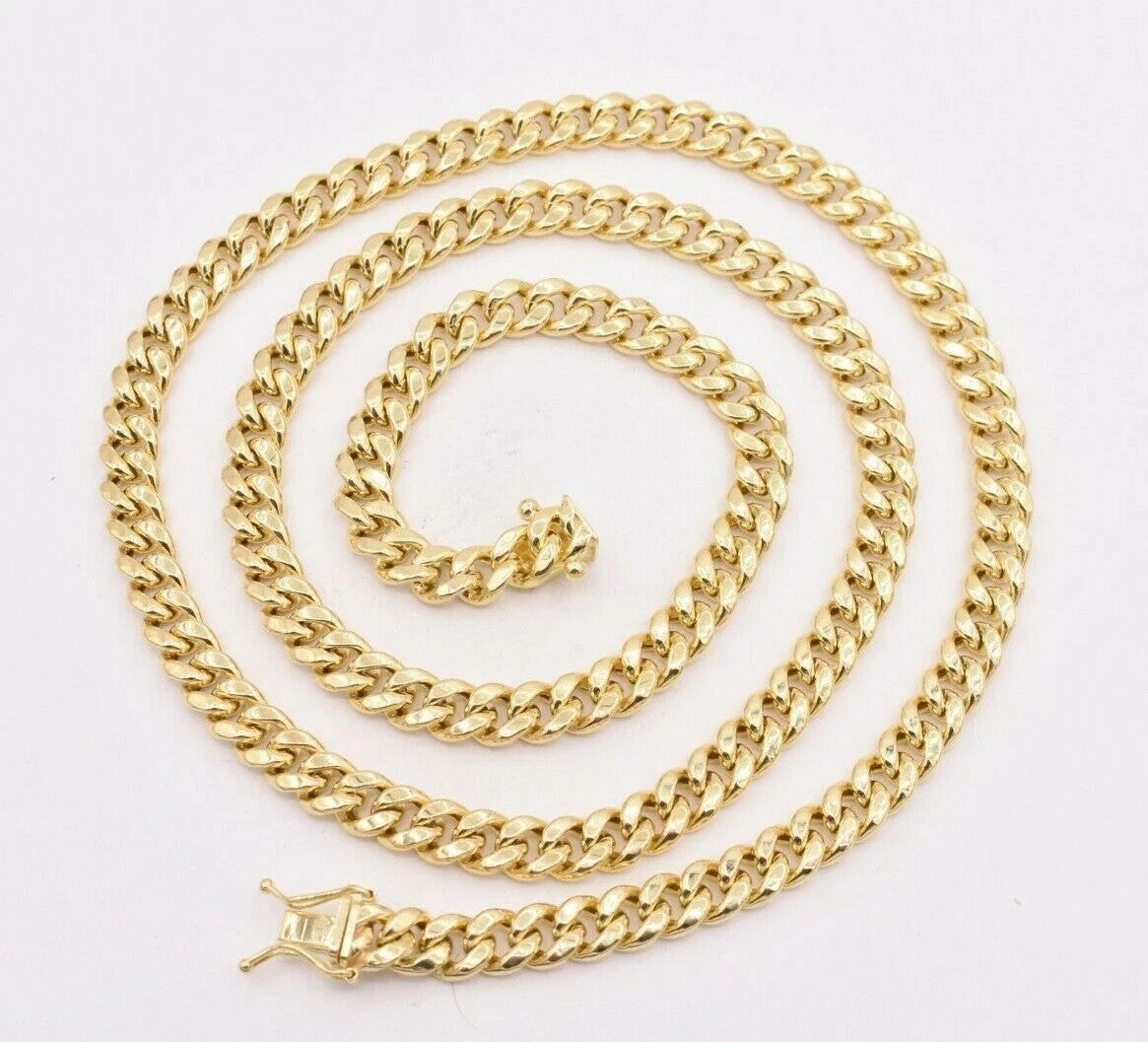 6mm Mens Miami Cuban Link Chain Necklace Box Clasp Real 10K Yellow Gold 10kt