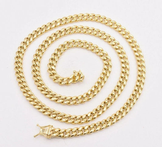 6mm Mens Miami Cuban Link Chain Necklace Box Clasp Real 10K Yellow Gold 10kt