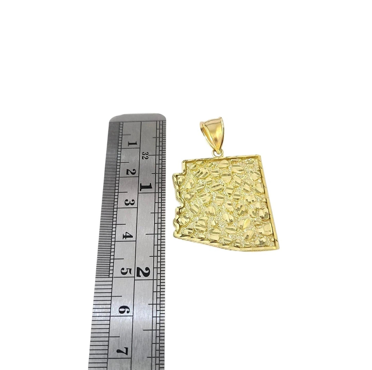 10K Yellow Gold Miami Cuban Link Chain Set Arizona Map Charm Pendant 4.5mm 18-28