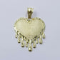 Real 10k Yellow Gold Charm Pendant Dripping heart with Franco Chain 22" 2mm