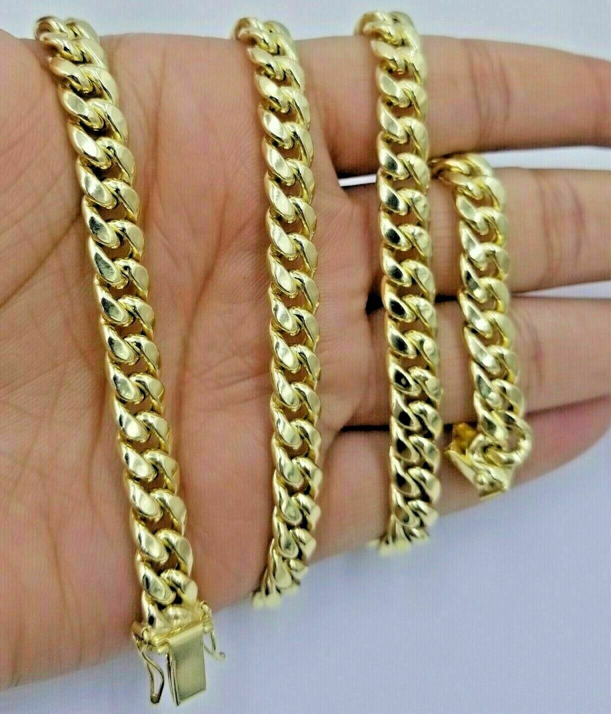 8mm Miami cuban Link chain Necklace 26" Inch length Real 10k Yellow Gold 10 KT
