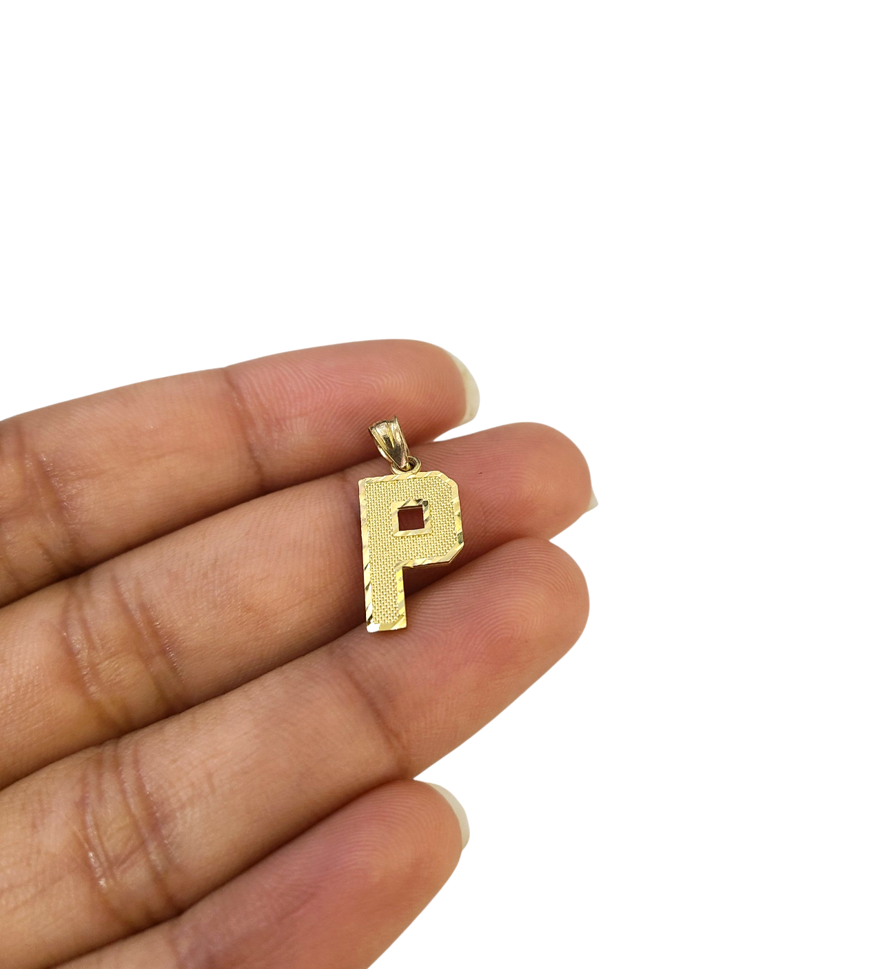 10K Yellow Gold P Initial Charm Pendant Alphabet Real 10kt Men Women