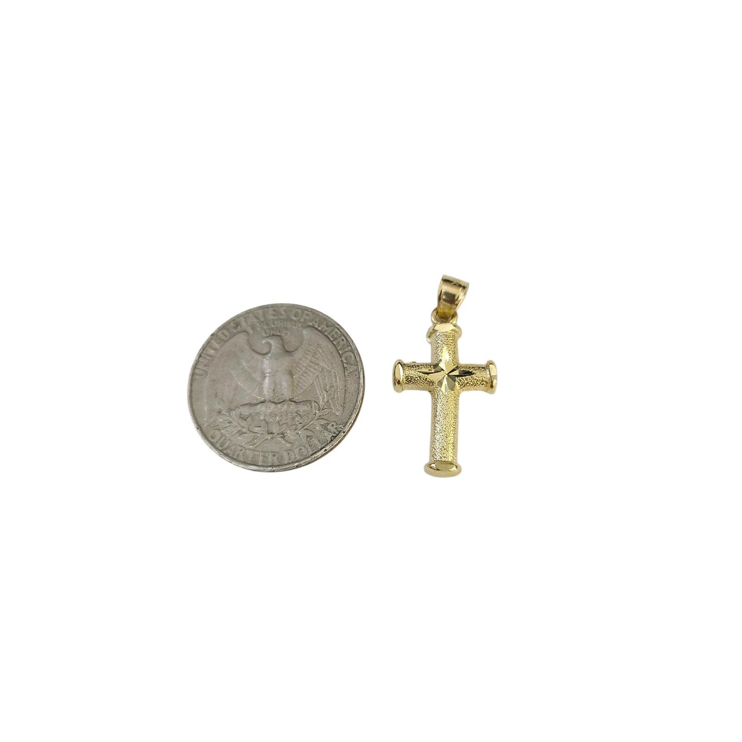 Real Gold 10k Chain Pendant SET Cross Charm Miami Cuban Link Necklace 2.5mm