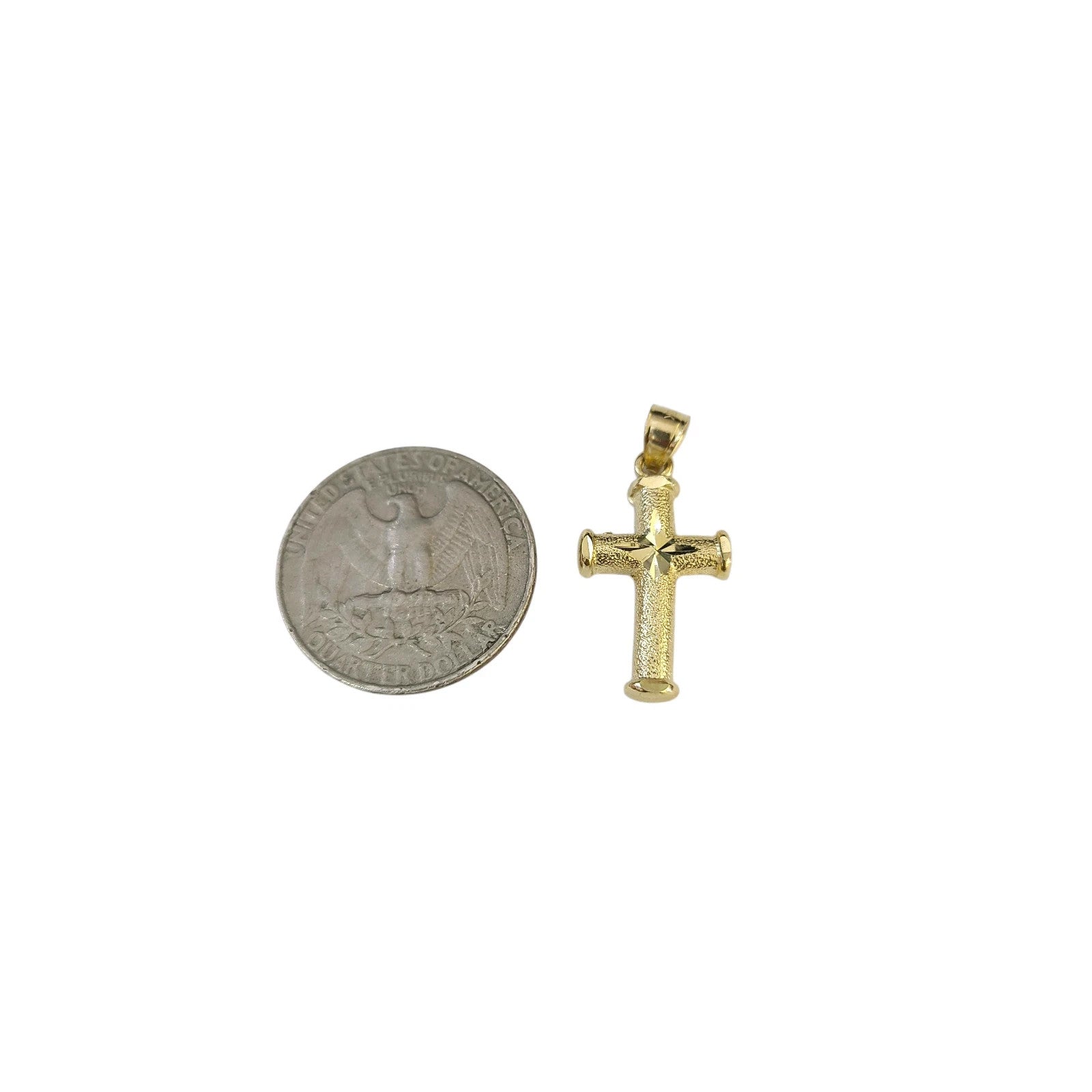 Real Gold 10k Chain Pendant SET Cross Charm Miami Cuban Link Necklace 2.5mm